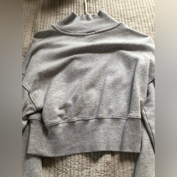 Aerie Light Gray Cropped Quarter-Zip Hoodie - Picture 6 of 7